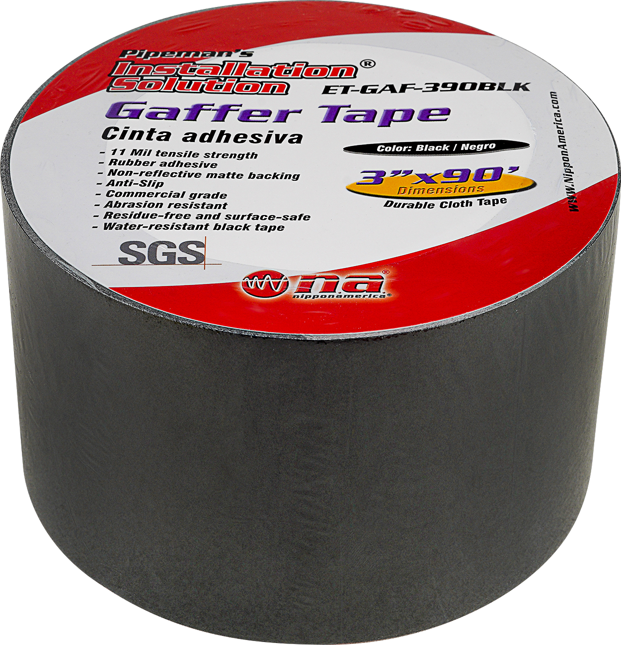 3" Black Gaffer Tape (ET-GAF-390BLK)