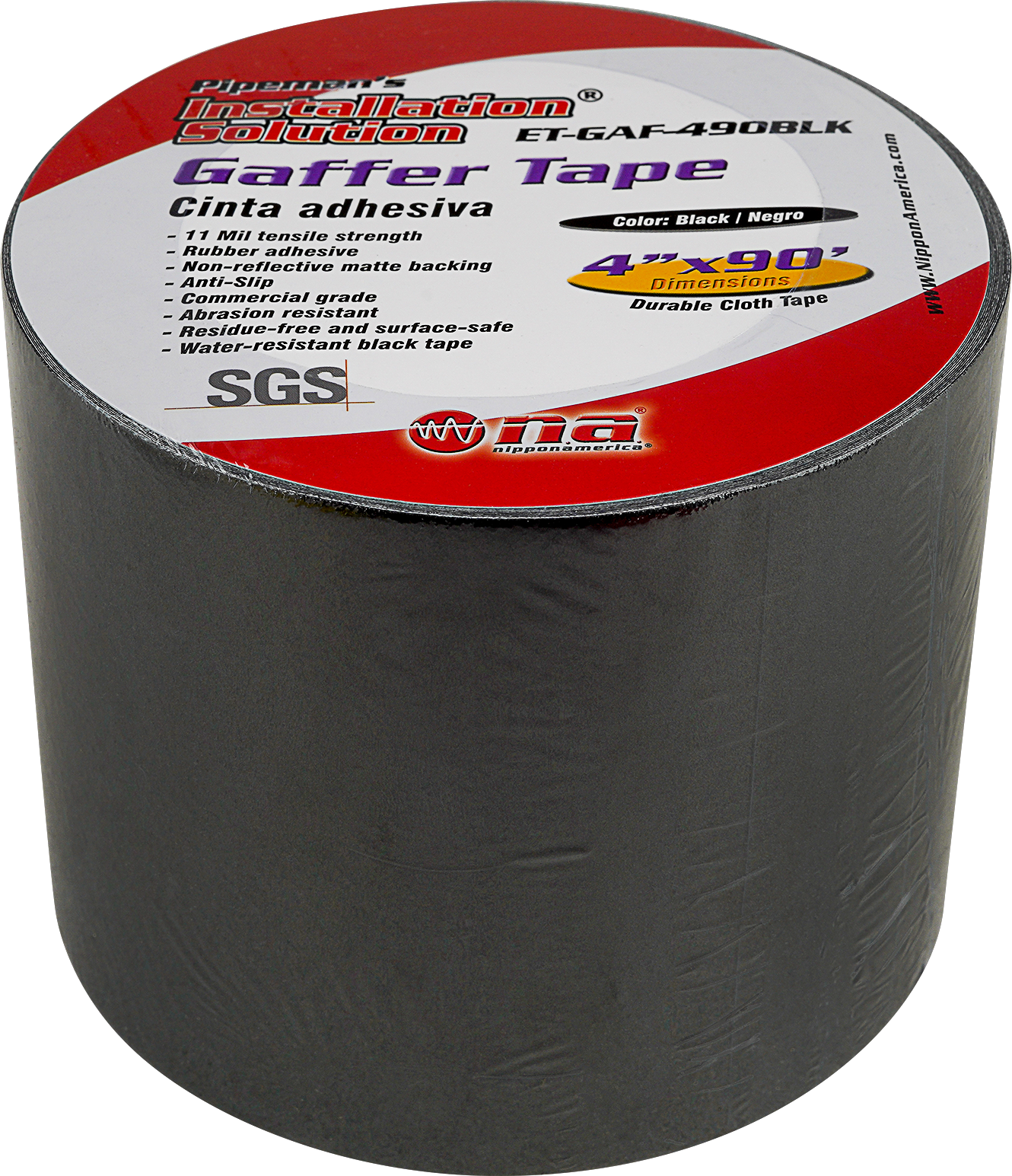 4" Black Gaffer Tape (ET-GAF-490BLK)