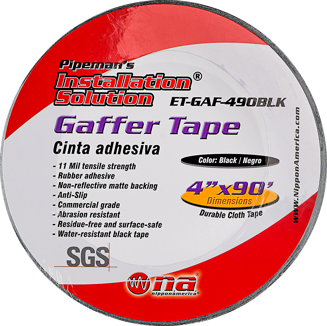 4" Black Gaffer Tape (ET-GAF-490BLK)