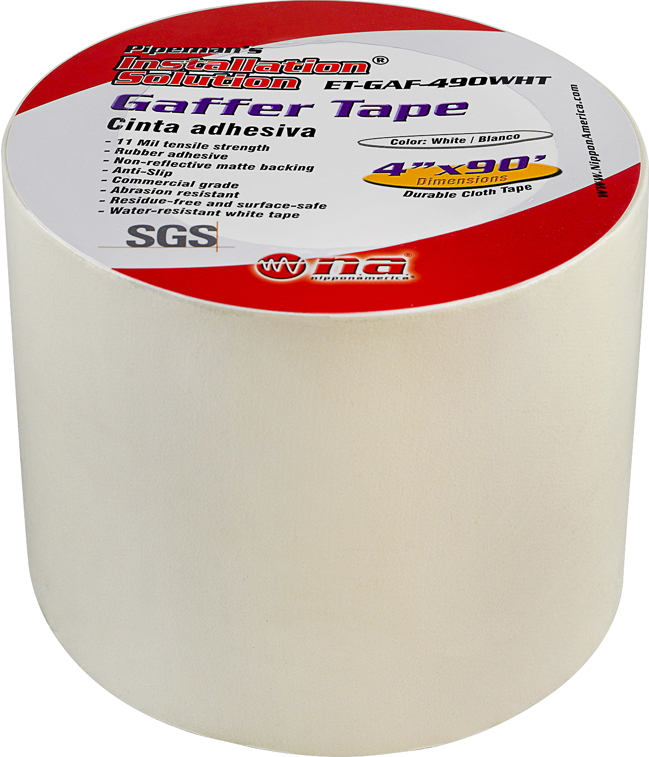4" White Gaffer Tape (ET-GAF-490WHT)