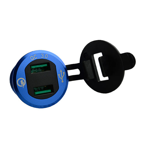 Dual Fast USB Charger with Digital Voltage Display (IS-ALD-2UV-BLU)