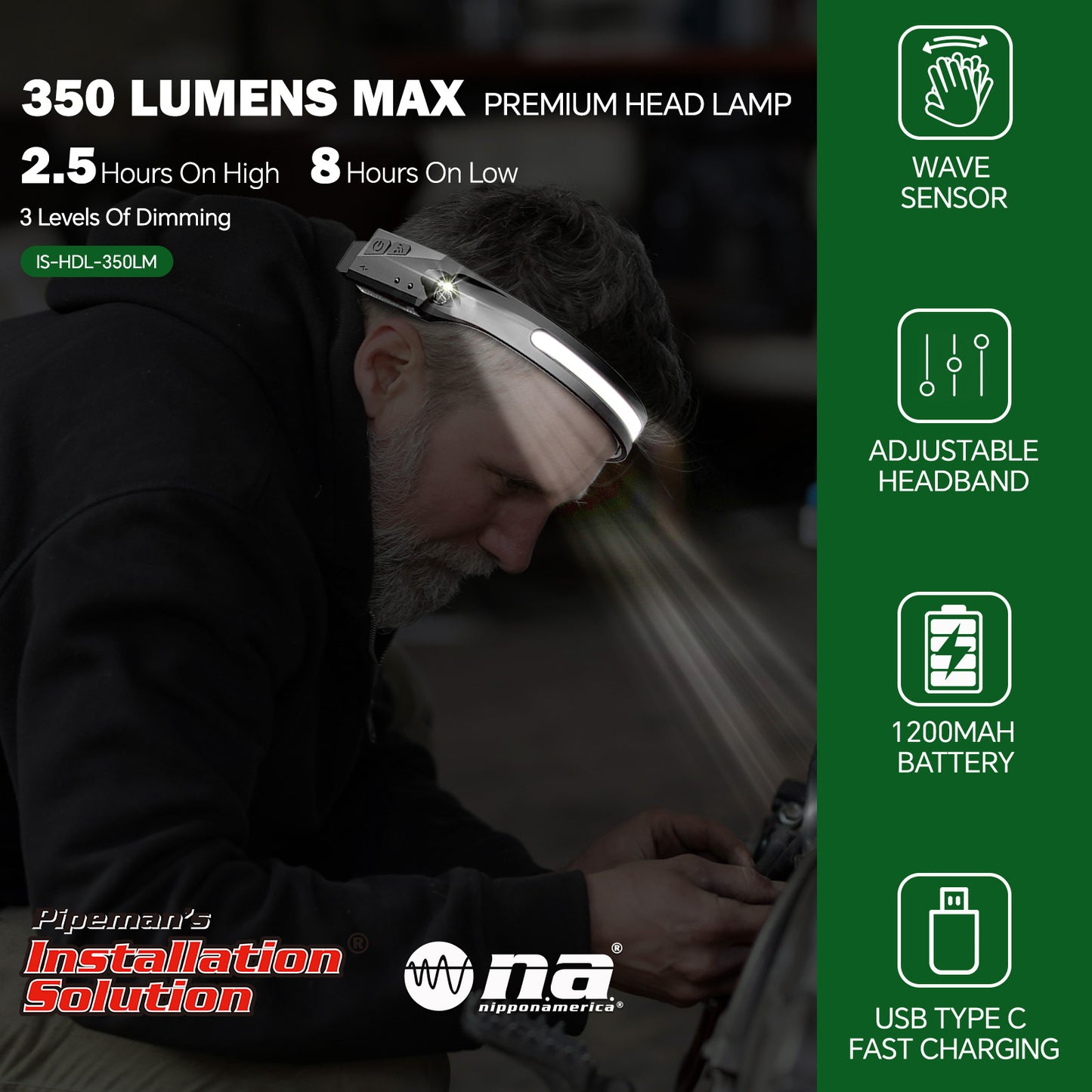 230° Wide Beam Premium Head Lamp (IS-HDL-350LM)