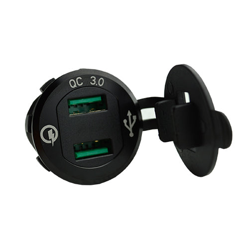 Dual Fast USB Charger with Digital Voltage Display (IS-ALD-2UV-BLK)