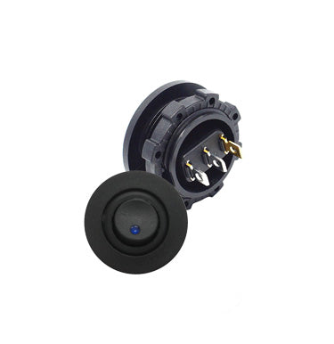 SPST Rocker Switch with Blue LED On Indicator and Switch Housing (IS-EC-12MT-BLU)
