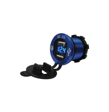 Dual Fast USB Charger with Digital Voltage Display (IS-ALD-2UV-BLU)