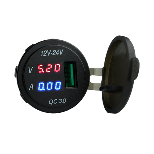 IS-ALD-UVA-BLK - Digital Voltage and Amp Display with Fast USB Charger