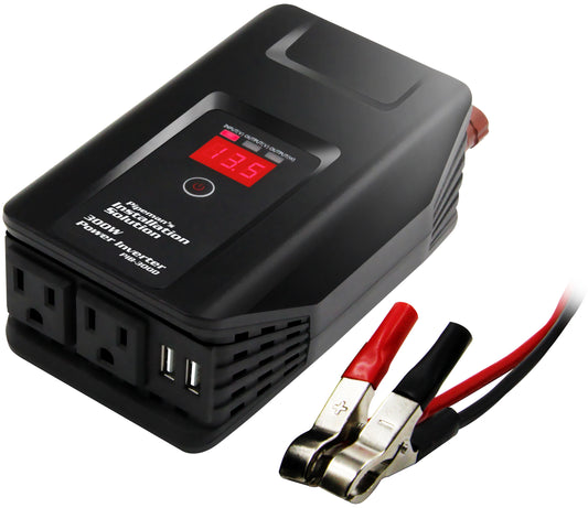 PIB-300D - 300 Watts 12V DC to 115V AC Power Inverter with Dual USB Output
